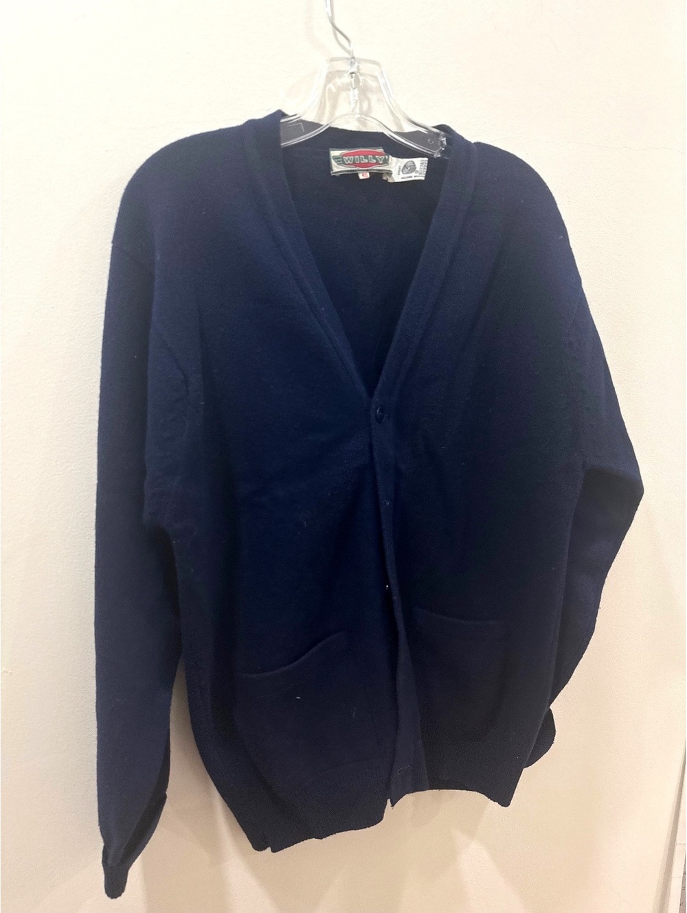 Willy Navy Blue Wool Cardigan Sweater Size 40